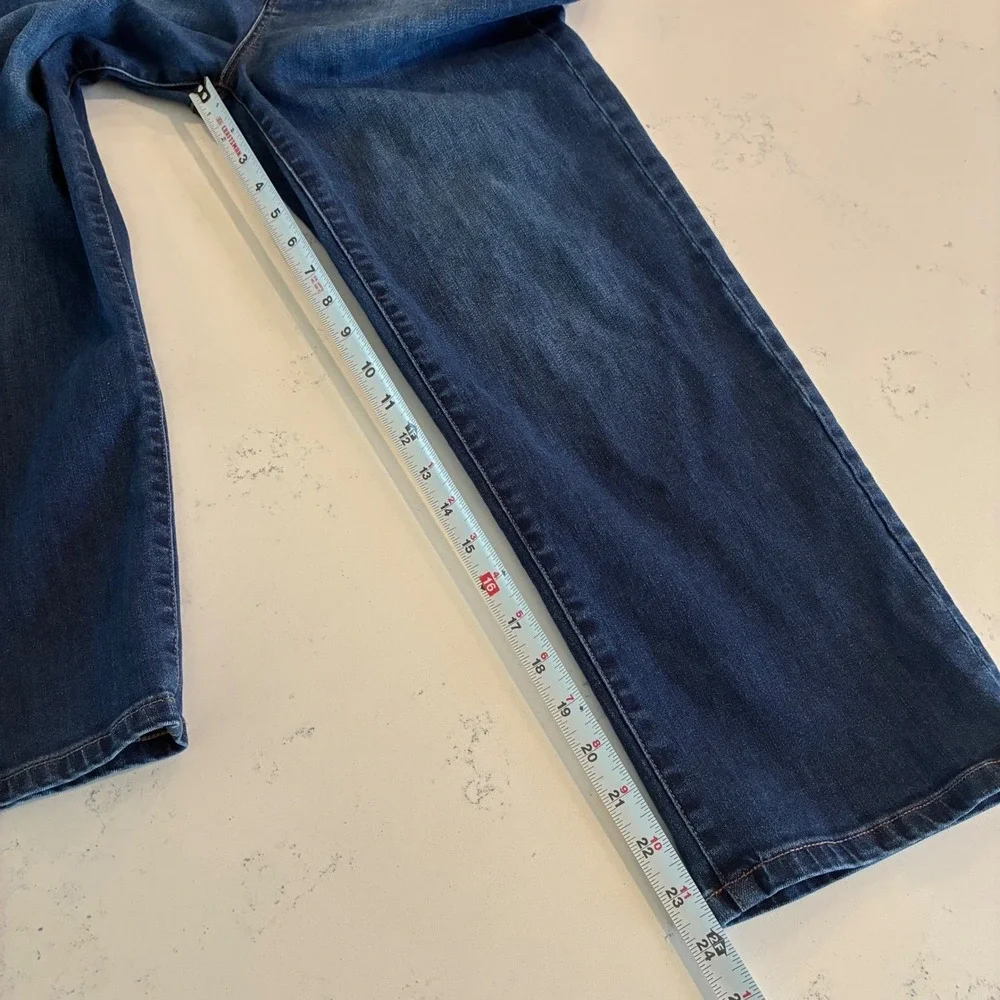 Liverpool Jeans Womens 12/31 Dark Blue Straight Leg Whiskered Stretch Cropped - Picture 15 of 16